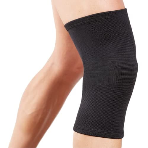 Image of Actesso Elastic Knee Support - Lightweight Compression Sleeve, Breathable Knee Brace for Joint Pain, Arthritis, Injury Recovery, Sports, Running, Fitness, Left & Right, Men & Women (Black, Medium)