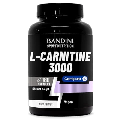 Image of Bandini® L-Carnitine 3000, 180 Capsules with High Dose Carnipure®, L Carnitine Tartrate Sports Supplement 100% Vegan, High Strength, Absorption and Bioavailability, Carnitin for Men & Women, Non GMO