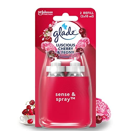 Image of Glade Sense & Spray Air Freshener Refill, Motion Activated Automatic Room Spray and Odour Eliminator for Home, Cherry & Peony, Duo Pack (2 x 18ml)