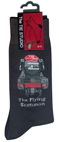 Image of Tie Studio Pair of Adult Socks Size 7-11 : Flying Scotsman Railway Train