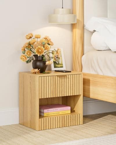 Image of Apetaccat Small Bedside Table,39x28x39cm, Farmhouse Wooden Bedside Cabinet with Drawer,Kids Bedside Table Nightstand for Bedroom,Living Room,Office,Oak