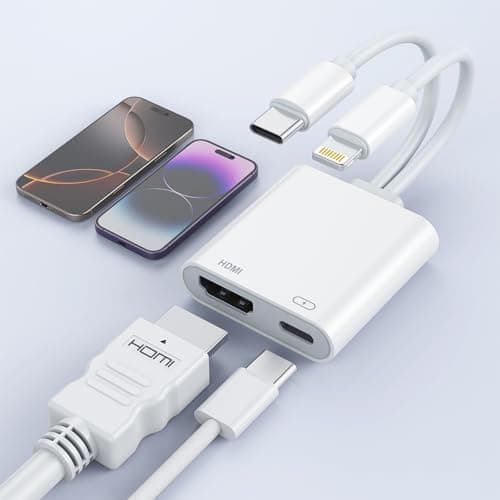 Image of USB-C and Lightning to HDMI Adapter for iPhone ipad to TV [2025 New, MFi Certified], 2 in 1 4K@60 Hz Sync Screen Apple Lightning to Digital AV Adapter for MacBook, iPhone16/15, iPad to TV/Projector