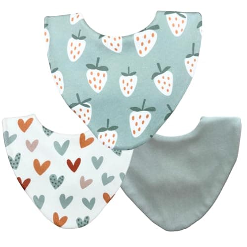 Image of Bibbilyboo Waterproof Baby Dribble Bib, Strawberries 3 Pack, 0-2 Years - Highly Absorbent & Naturally Antibacterial - Adjustable, Waterproof & Breathable Fabric - Award Winning Teething Bibs