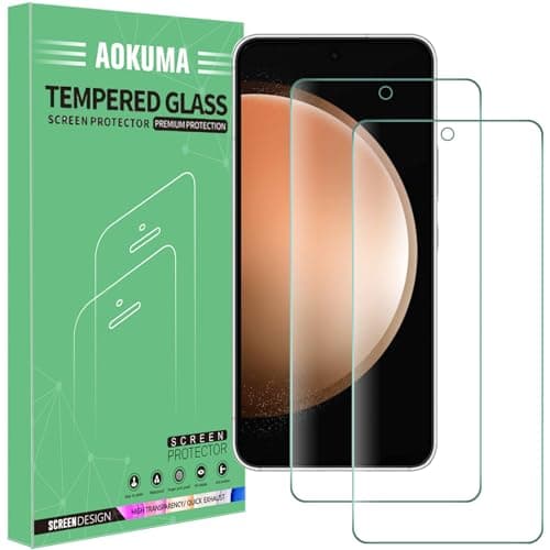 Image of AOKUMA Tempered Glass for Samsung Galaxy S23 FE 5G Screen Protector, [2 Pack] Premium Quality Guard Film, Case Friendly, Shatterproof, Shockproof, Scratchproof oilproof