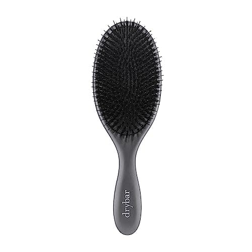 Image of Drybar Flat Mate Boar Bristle Brush - Handcrafted, Premium Boar & Nylon Bristles, Lightweight Beechwood, Adds Shine & Conditions, All Hair Types, Grey, Women's Adult Hair Brush