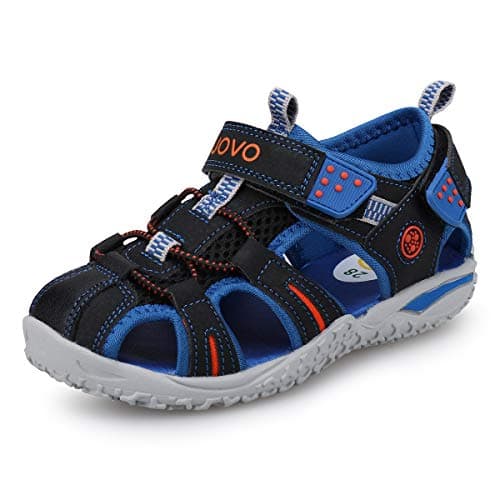 Image of UOVO Boys Sandals Closed Toe Outdoor Sandals Trekking Hiking Athletic Summer Shoes Black Blue Size 7 Toddler