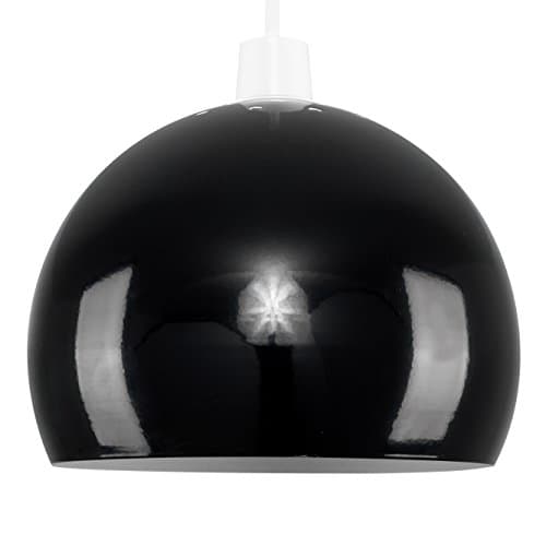 Image of MiniSun | Mini Retro Gloss Black Arco Style Dome Ceiling Pendant Light Shade | Shades & Home Improvements Essential | 20cm Shade Width