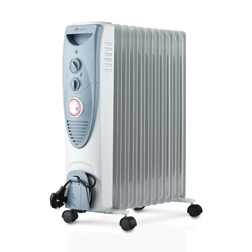 Image of PureMate Oil Filled Radiator, 2500W/2.5KW - 11 Fin - Portable Electric Heater, 3 Power Settings, Adjustable Temperature and Thermostat, Thermal Safety Cut off & 24 Hour Timer