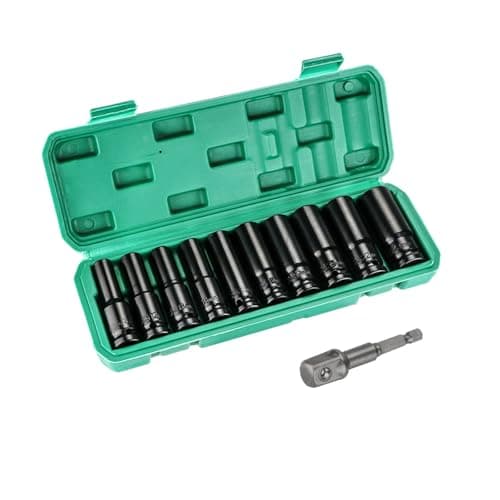 Image of Deep Impact 11pcs 1/2" Drive Socket Set, 10-24mm, with Adapter & Storage Box, for Car & Home Repair