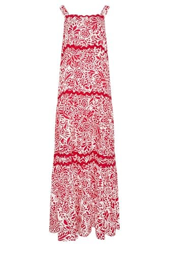 Image of Long Tall Sally - LTS Tall Floral Contrast Swirl Maxi Dress - Women's Red