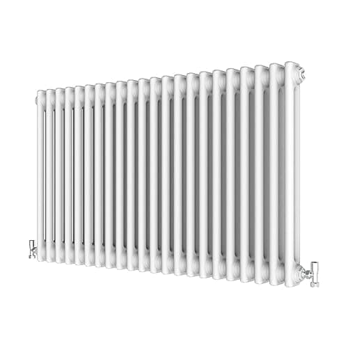 Image of Radbliss Horizontal Traditional 2 Column Radiator 600x1010mm White Cast Iron Style Design RAD Central Heating