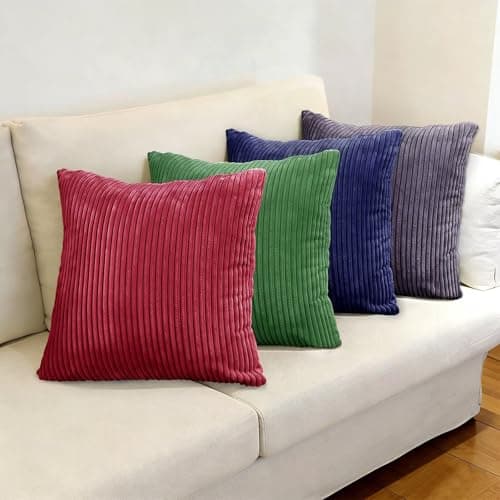 Image of Longing Home Cushion Cover 45 x 45 cm Set of 4 Dark Soft Cushion Covers Decorative Cushions Couch Cushion for Decorative Sofa Cushion Bedroom Living Room Balcony Children Striped Colour Gradient