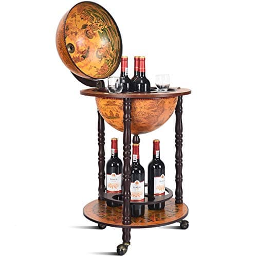 Image of COSTWAY Globe Drink Cabinet Bar Wine Beverage Stand Bottle Italian 360MM Wood (Wood + plastic) (360MM)