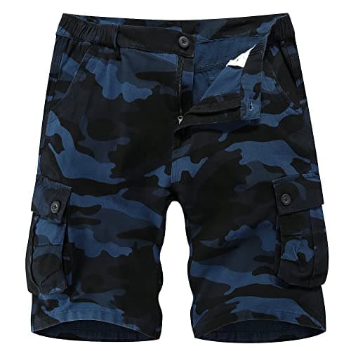 Image of APTRO Mens Cargo Shorts Combat Casual Cotton Shorts with Multi Pockets Workwear Camo Blue CS06 34