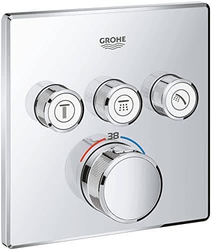 Image of GROHE Grohtherm SmartControl - Concealed Square Thermostat for Shower or Bath (3 Valves, Push for ON-OFF, Turn for Volume Adjustment, Safety Button at 38°C, Requests Rapido SmartBox), Chrome, 29126000