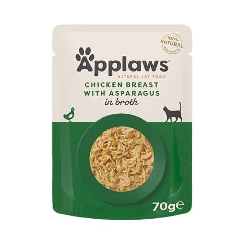Image of Applaws 100% Natural Wet Cat Food, Chicken with Asparagus in Broth 70 g Pouch, 12 x 70 g Pouches