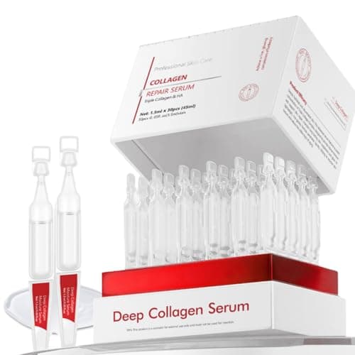 Image of Triple Collagen & Hyaluronic Acid Serum, Collagen Hyaluronic Acid Moisturiser, Colla-gen Peptide Anti Aging Serum for Dry & Sensitive Skin, Ultra-Hydrating Repair Essence, 30x 1.5ml Ampoules