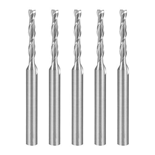 Image of sourcingmap 5PCS 1/8" Shank 2.0mm x 12mm Carbide End Mill CNC Router Bits 2 Flute Milling Bit for Acrylic PVC MDF Wood