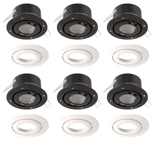 Image of Bright Source All in One Integrated LED Downlight, TRIAC Dimmable, IP65, 3 Wattage Settings 4W/6W/8W, Switchable Colour 2700K 3000K 4000K 6000K Warm Cool Daylight, White Bezel, Tilt Function, 6 Pack