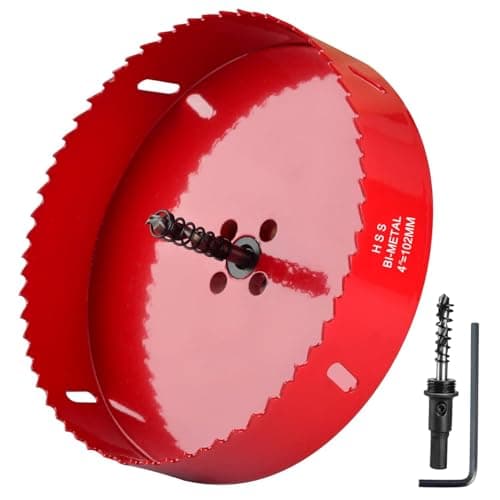Image of Nexlynk 4 Inch 102mm Bi-Metal Hole Saw Drill Bit, M42 HSS Triangular Shank Hole Saw with Spring, Hole Cutter Tools for Wood Metal Plastic PVC Plywood Pipes Ceiling Drywall Fast Chip Removal