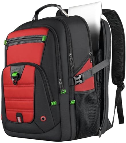Image of Z-MGKISS Extra Large Laptop Backpack, 18.4-19 Inch Travel Backpack for Men & Women, Rucksack Bag with USB Charging Port and Multiple Compartments, College Business Work Daypack, Red
