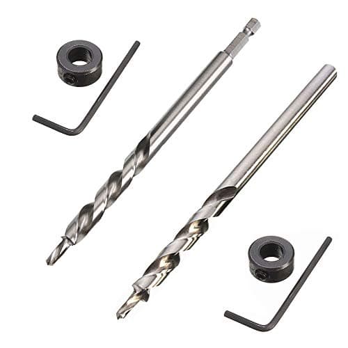 Image of Saipor 2 Pcs 9.5mm(3/8”) Pocket Hole Drill Bit 1/4”Hex Shank and Round Shank Replacement Twist Step Drill Bit with Depth Stop Colla for Manual Pocket Hole Jig System Grill Guide Drill Tools Kit