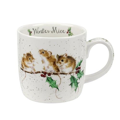Image of Portmeirion Home & Gifts MMMZ5629-XS Wrendale Winter (Mice) Single Mug, Bone China, Multi Coloured, 12 x 8.4 x 8 cm, 0.26 liters