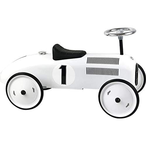 Image of Vilac Vintage Ride On Car, Metal Speedster. 30" Long - Polar White