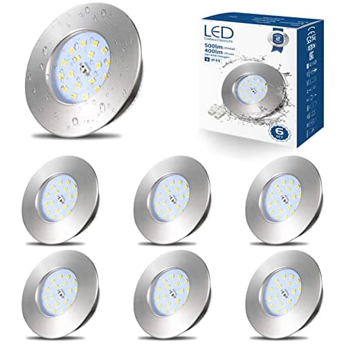 Image of HiBay 6X 5W LED Downlights Ceiling IP44 Bathroom Recessed Spot Lights Brushed Chrome Down Light Ultra Slim Downlight Cool White 6000K 240V