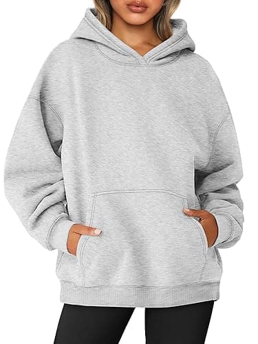 Image of Jhsnjnr Womens Oversized Sweatshirt Casual Long Sleeve Pullover Sweater Tops Running Gym Hoodie with Pocket Grey