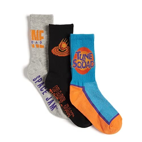 Image of SPACE JAM Space Jam Boys Crew Socks 3 Pack Blue Aqua Multi 9-11, Blue Aqua Multi, 9-11