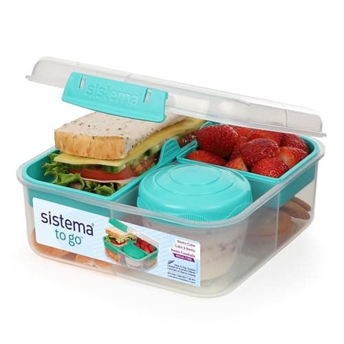 Image of Sistema Bento Box LUNCH | Bento School Lunch Box with Compartments | 1.25 L | Food Storage Container in Minty Teal | 1 Count