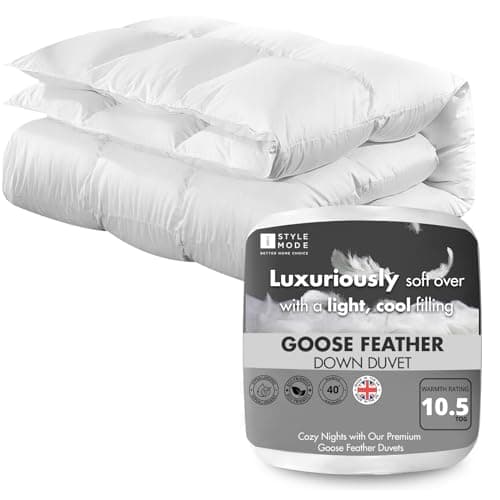 Image of Goose Feather & Down Double Duvet, All Year Round 10.5 Tog Premium Quilt Ideal for Winter & Summer, 100% Cotton Cover, Machine Washable, Hypoallergenic (10.5 Tog, Double)