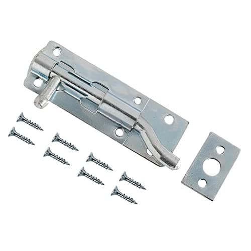 Image of TERF® Heavy Duty Necked Tower Door Bolt Barrel Slide Lock Necked Door Bolt Galvanised 100mm [4''] Door Latch Catch with Screws Ideal Door Locks for Internal and External Doors - Pack of 1