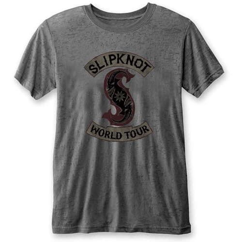 Image of Slipknot T Shirt World Tour Tribal Band Logo Official Charcoal Grey Burnout XXL