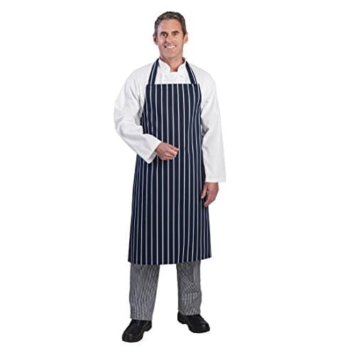 Image of Nextday Catering A530 Whites Butchers Apron, Navy Stripe