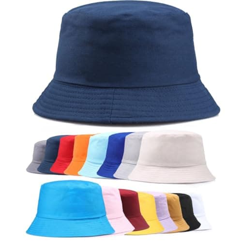Image of Van Der Linn Adults Cotton Bucket Hat Fishing Fisher Beach Festival Sun Creative (Dark Blue)