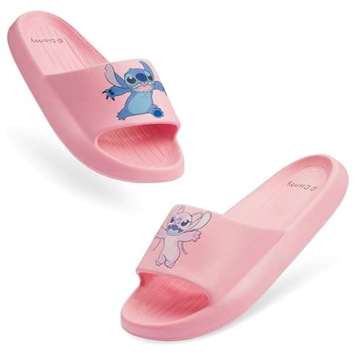 Image of Disney Stitch Sliders for Girls Slip On Shower Beach Pool Shoes for Holiday Travel Summer Slippers Stitch Gifts for Girls (Pink, 2.5/3.5 UK)