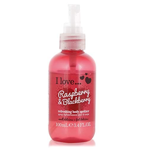 Image of I Love Raspberry & Blackberry Body Spritzer, Formulated With Natural Fruit Extracts to Keep You Cool & Fragranced, TravelSize Essential Providing OnTheGo Refreshment, VeganFriendly 100ml