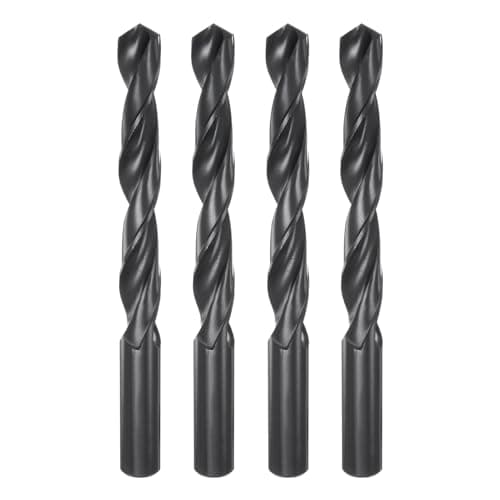 Image of sourcing map 4pcs Jobber Drill Bits 17.5mm (11/16") Nitride Coated High Speed Steel (HSS) 4241 Twist Drill Bits for Stainless Steel Copper Aluminum Alloy Metal Wood Plastic, Black