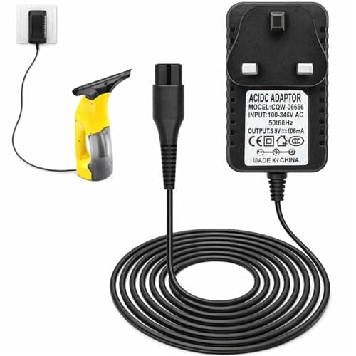 Image of Charger for Karcher Window Vac Cleaners, Replacement for Karcher Window-Vac Charger, Charging Power Lead with Plug for WV1, WV2, WV50, WV50 Plus, WV51, WV55, WV60, WV60, WV70, WV75 (Black, 59.0in)