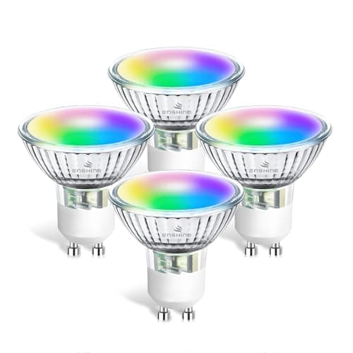 Image of Enshine GU10 Smart Bulb, Warm to Cool White and RGB WiFi led Light Bulbs, Dimmable Colour Changing, Compatible with Alexa and Google Home, Music Sync, 5W(50W), 470 Lumens, No Hub Required, 4 Pack