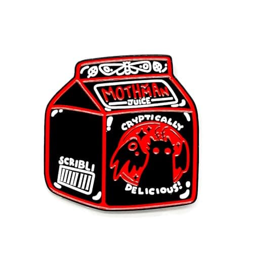 Image of Mothman Juice Box Spooky Enamel Pin - Gothic Series - Enamel Lapel Pin - Plated Badge for Clothing, Bags, and Lanyards