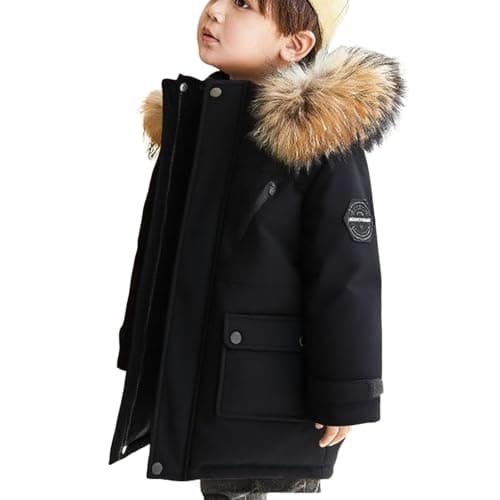 Image of NSICBMNO Kids Winter Jacket Long Padded Coats Girls Warm Parka Coats With Faux Fur Hood Waterproof Ski Jackets Snowsuit Fleece Lined Puffer Coat School Coat Thick Overcoat Outwear For 15-16Years