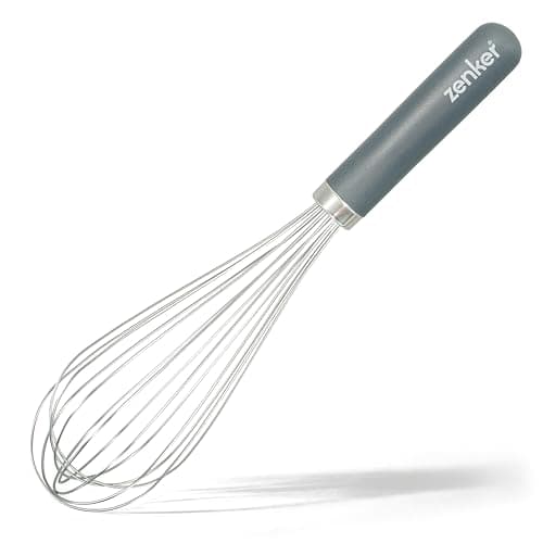 Image of Zenker Stainless Steel Egg Whisk with Rounded Plastic Handle for Comfort and Firm Grip, Wire Balloon Head for Baking and Whipping Cream, Rust Resistant, Grey, 30x7x7cm