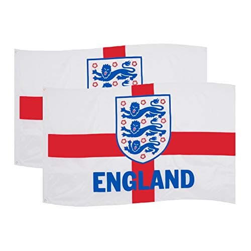 Image of England FA Official Football Gift 3 Lions 5x3ft 2 Pack Crest Body Flag