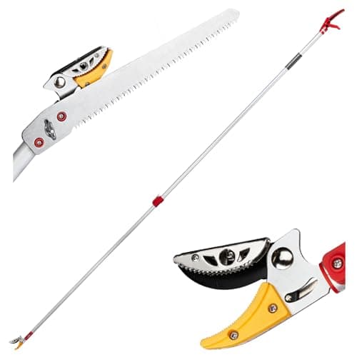 Image of Bonnlo 180-300cm Extendable Long Reach Pruner, Telescopic Pole Saw with RazorSharp Carbon Steel Blade, Lightweight Aluminium Pole Pruner for High Trees and Fruit Picking