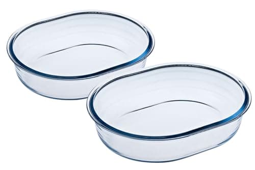 Image of Ocuisine Ôcuisine® Oval Pie Dishes Medium Pack of 2 Glass Pie Dishes Extreme Resistance | Oven Safe - Freezer Safe - Microwave Safe | Borosilicate Glass | Made in France, 913S639/WB41