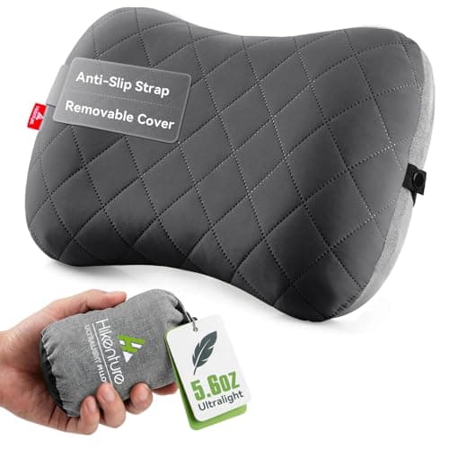 Image of HIKENTURE Camping Pillow with Removable Cover - Ultralight Inflatable Pillow for Hiking,Backpacking, Upgrade Comfortable Ergonomic Air Pillow for Neck Support, Soft Travel Pillow In Car,Beach,Office