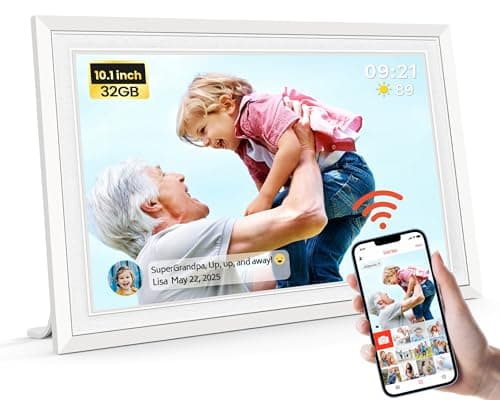 Image of Frameo WiFi Digital Photo Frame 10.1 Inch - 1280x800 HD IPS Touch Screen Picture Frame Electronic, 32GB Memory, Auto Rotate, Wall Mountable, Digital PictureFrame for Sharing Photos and Videos